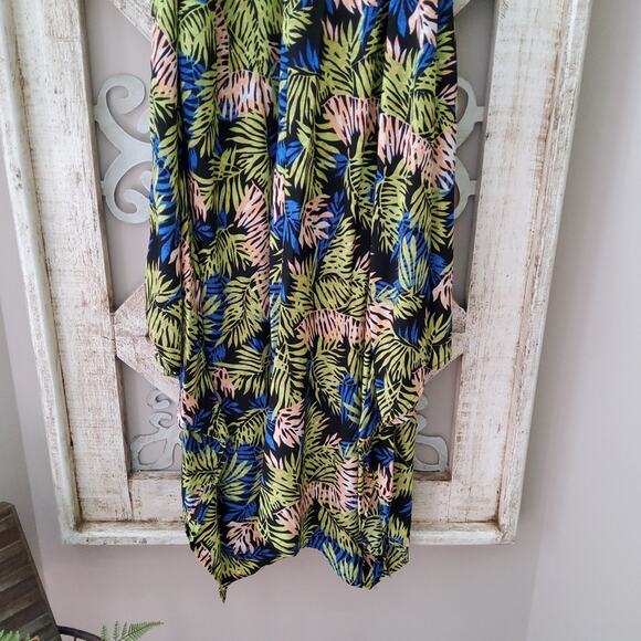 Tyche Women's Flowy Asymmetric Adjustable Tie Back Strap Midi Dress Tropical - Picture 9 of 13